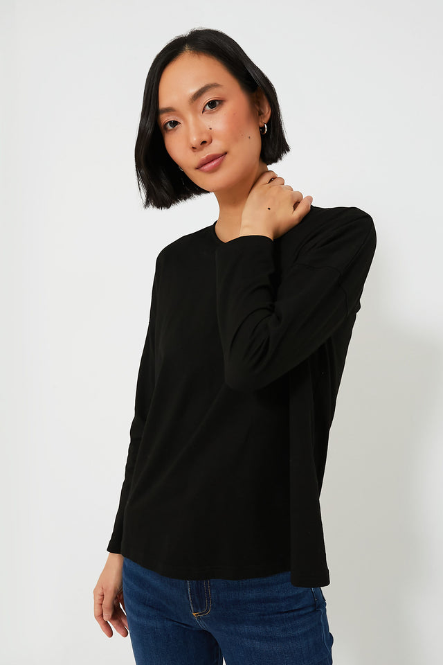 Black Prima Long Sleeve Bustier Top