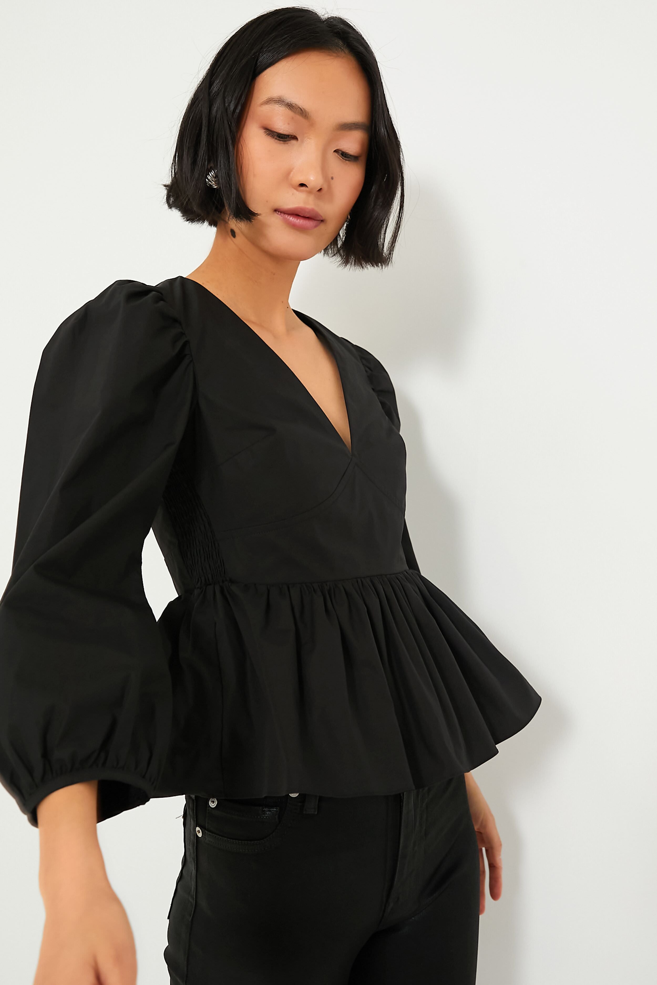 Black Puff Sleeve Elaina Blouse | Hyacinth House