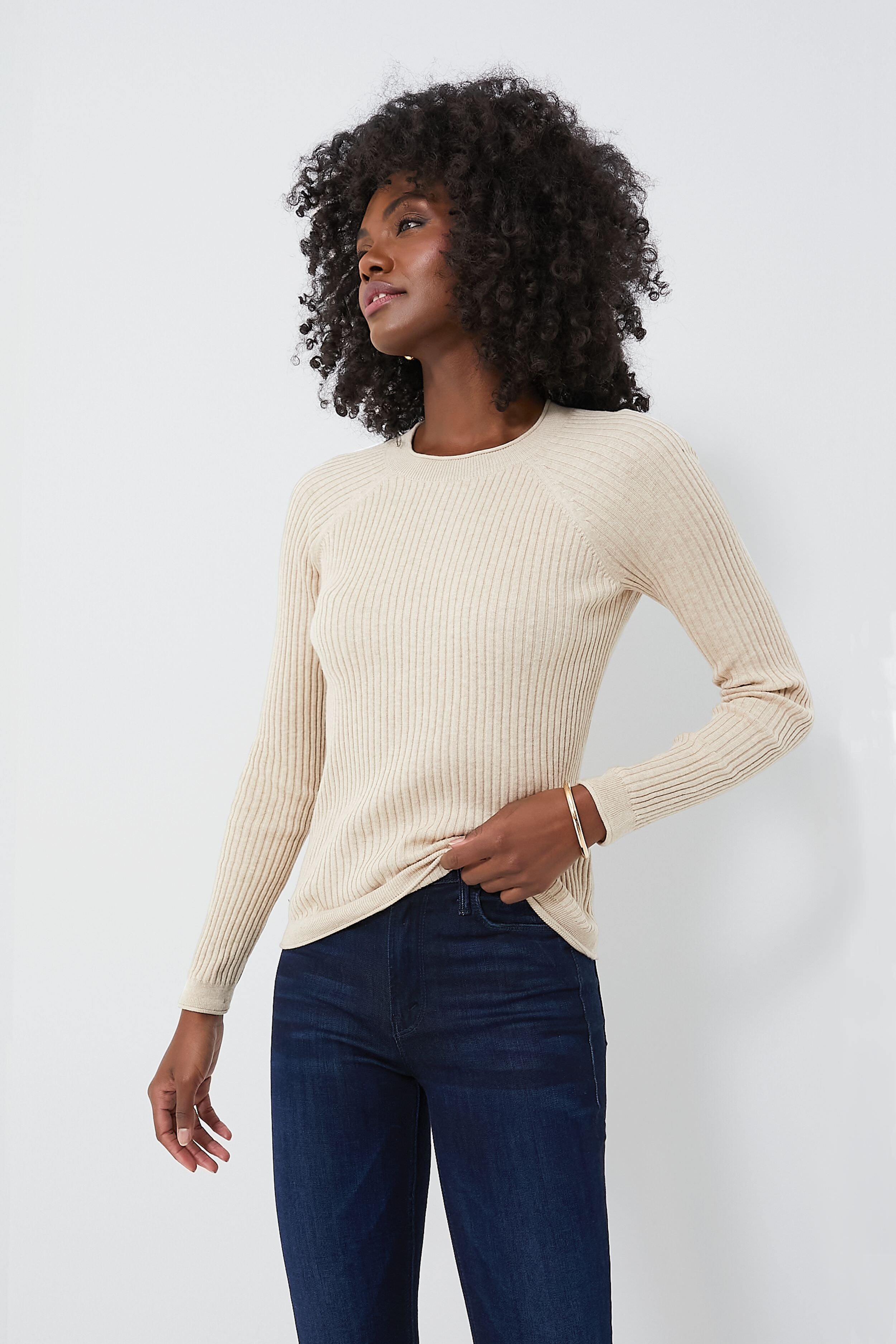 Sand Ribbed Crewneck Sweater | Alex Mill