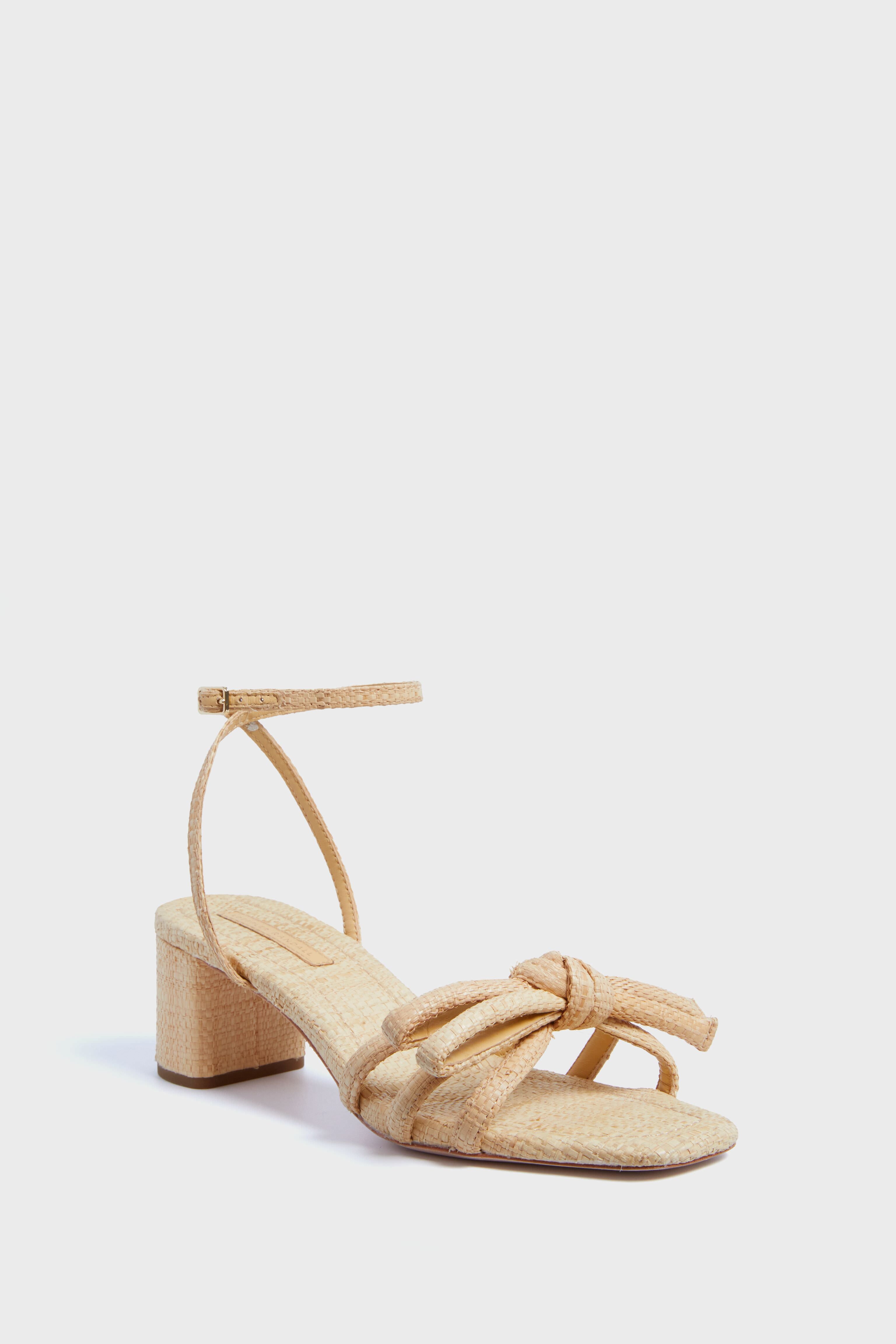 Natural Straw Mikel Mid Heel Bow Sandal | Loeffler Randall
