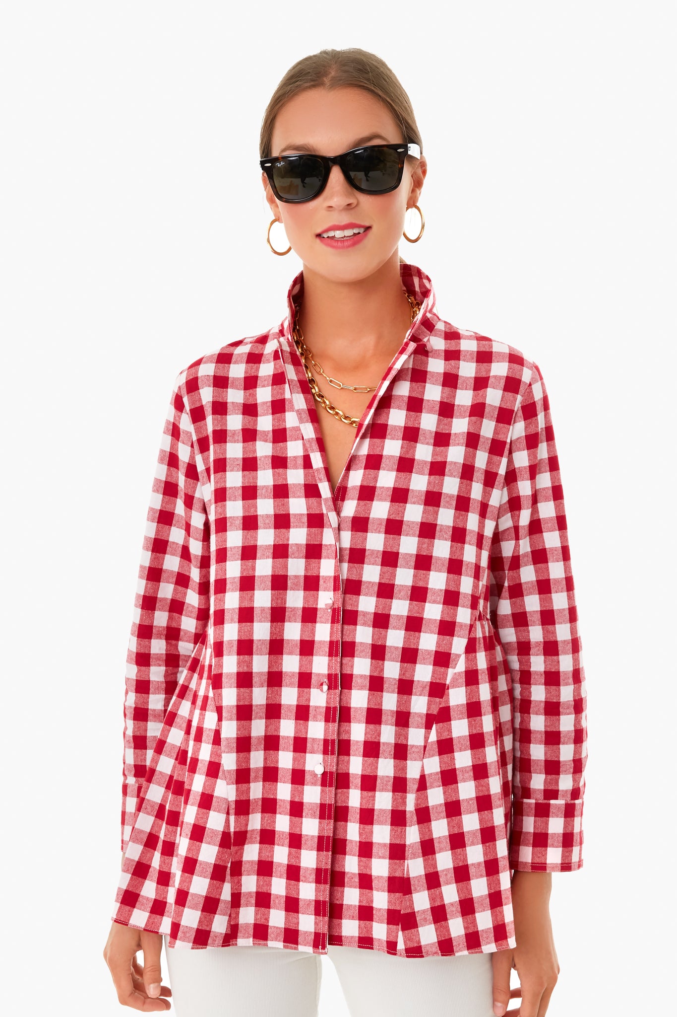 Apple Red Gingham Scarlett Button Down | Pomander Place