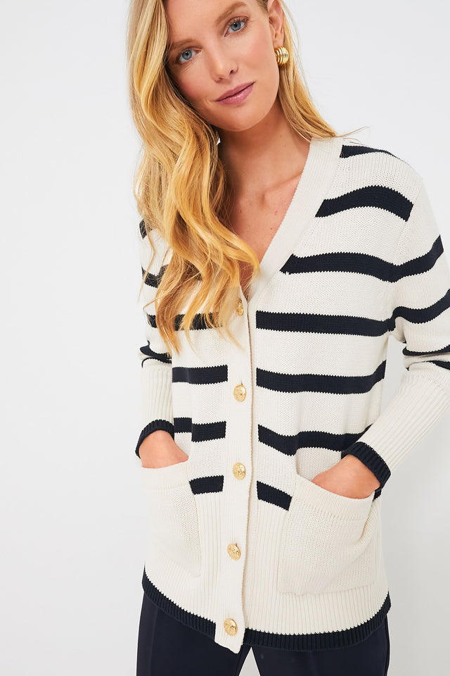 Sweater - Beige melange/striped - Ladies