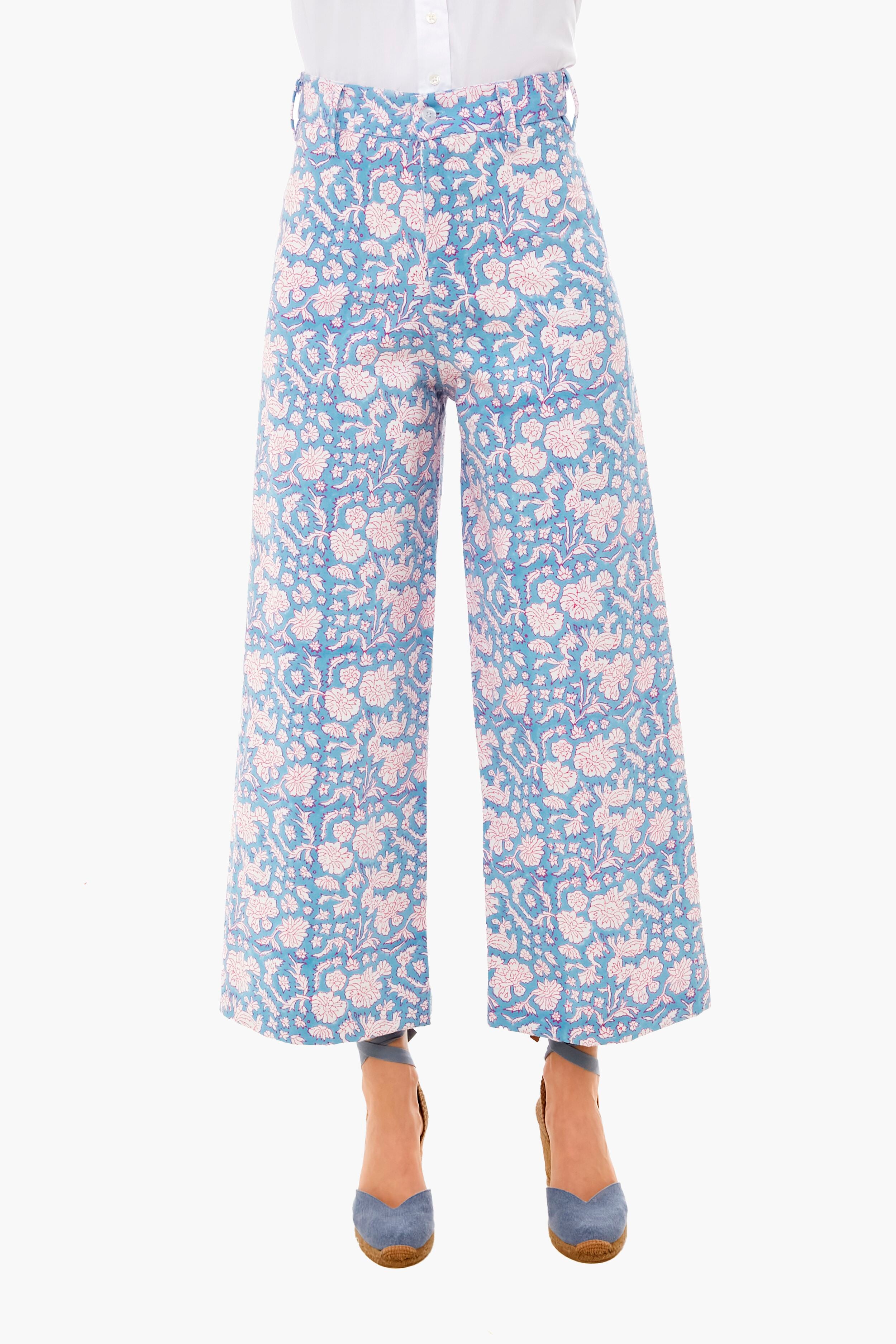 Cornflower Blue Nila Print Disco Pant | SZ Blockprints