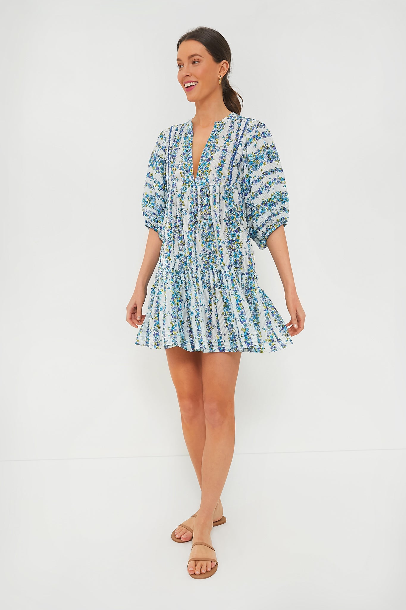 Blue Waves Flowers Aria Mini Dress | Poupette St Barth