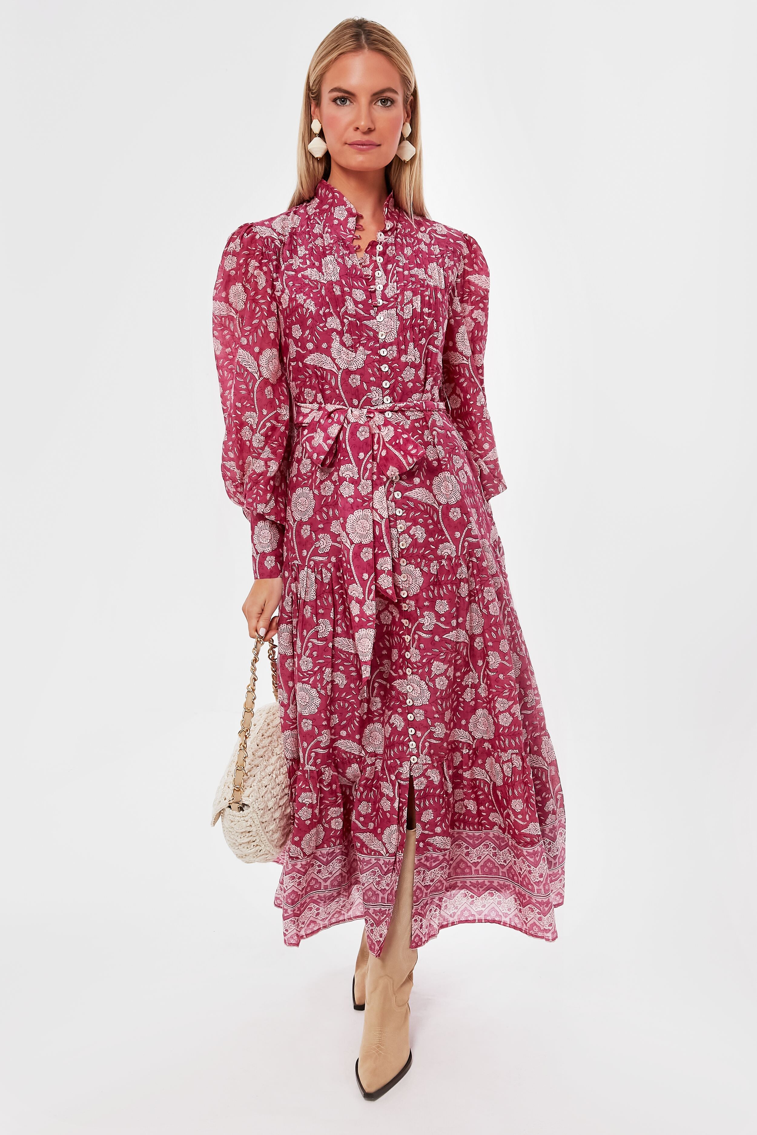 Magenta Mulberry High Neck Button Maxi Dress | Oliphant | Tuckernuck