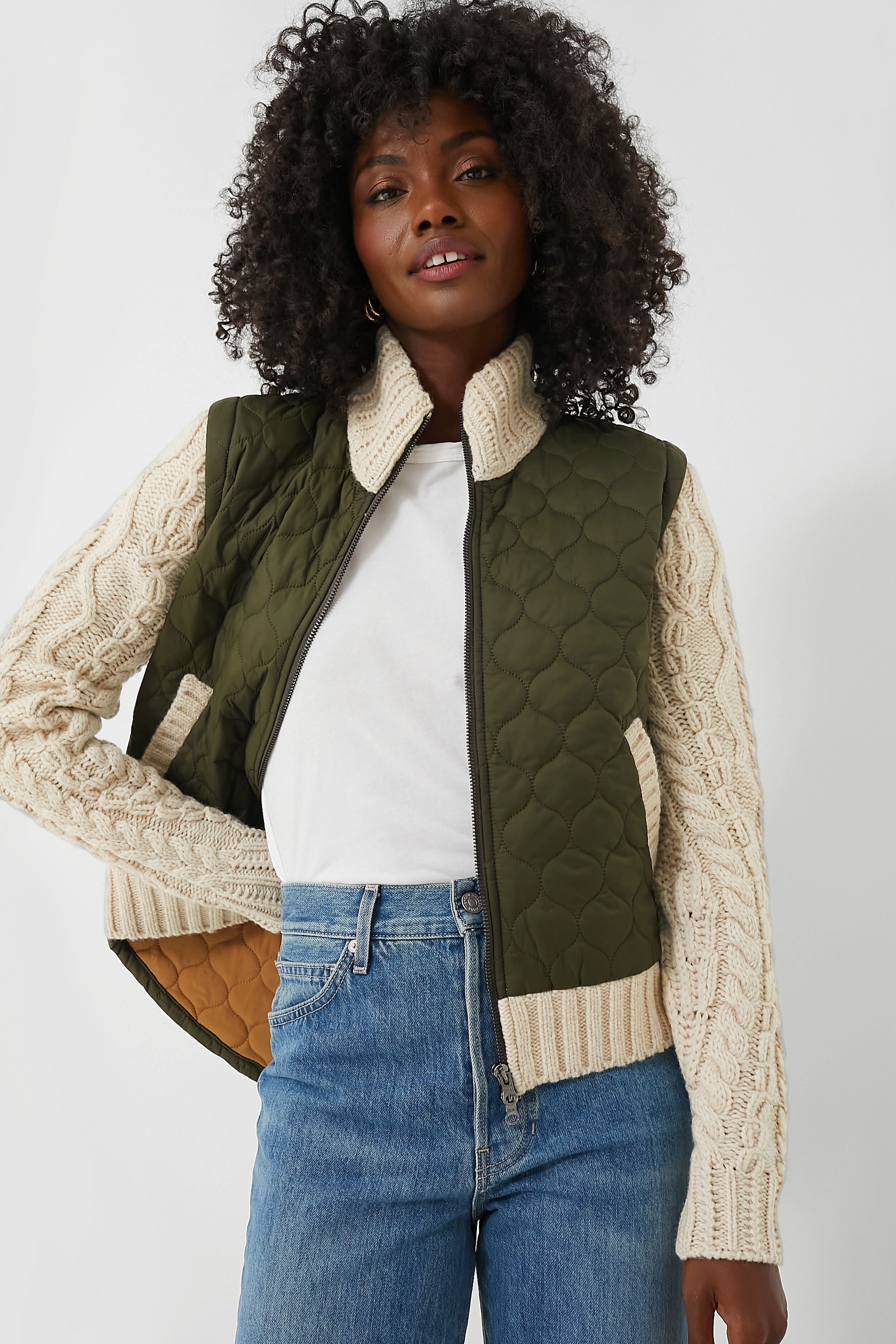 Army and Oatmeal Patra Mixed Media Jacket | Veronica Beard