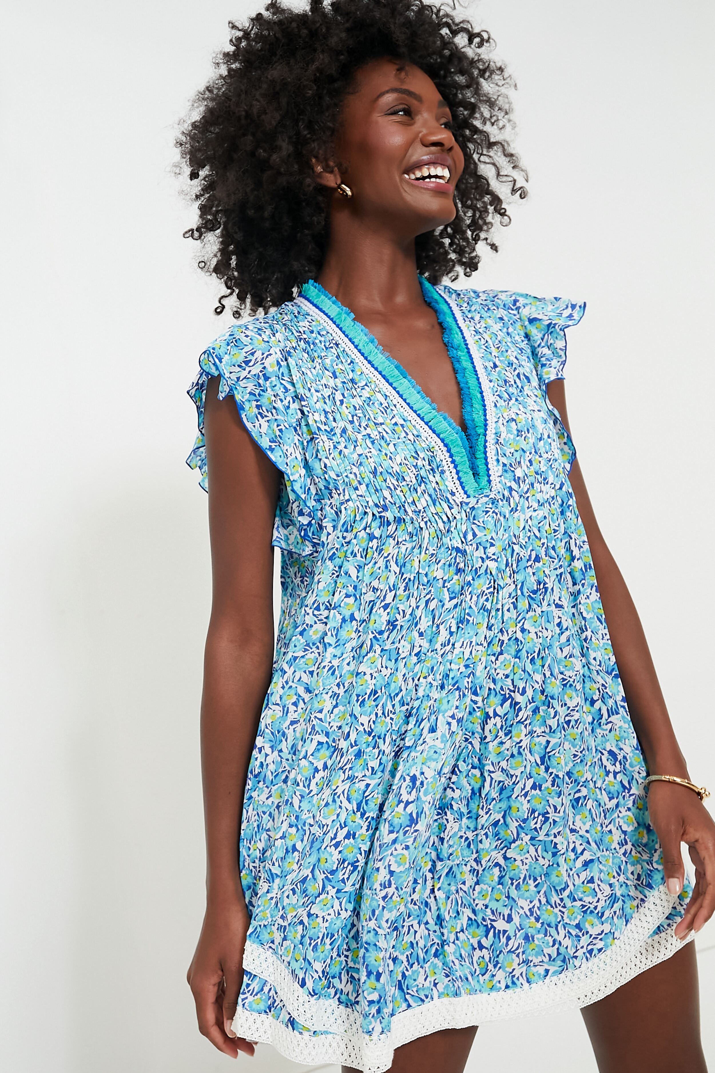 Blue Ocean Flowers Sasha Mini Dress | Poupette St Barth