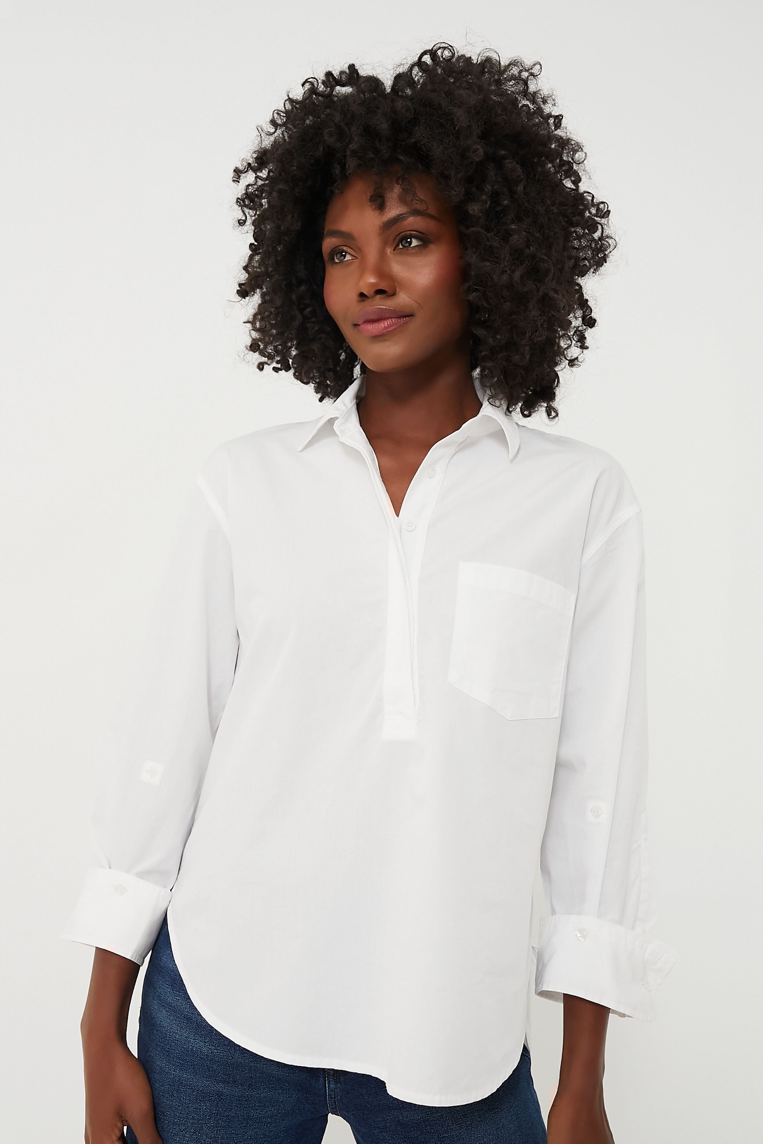 Optic White Aave Oversize Cuff Shirt | Citizens of Humanity