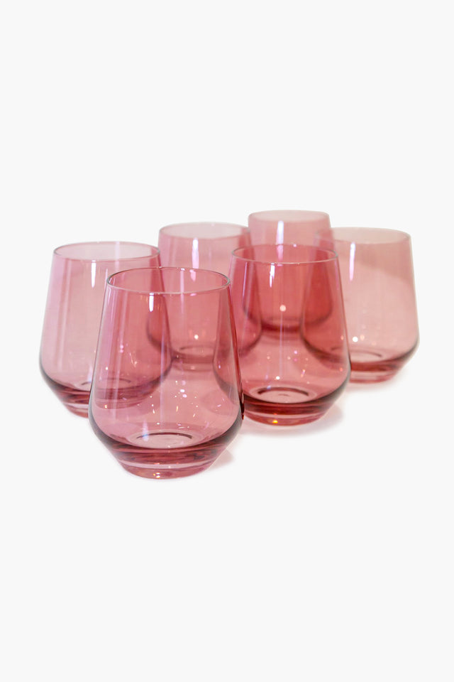 Coloured WINE GLASSES gift Large 260cc 8 3/4oz set of 6 Stem Wine Glasses