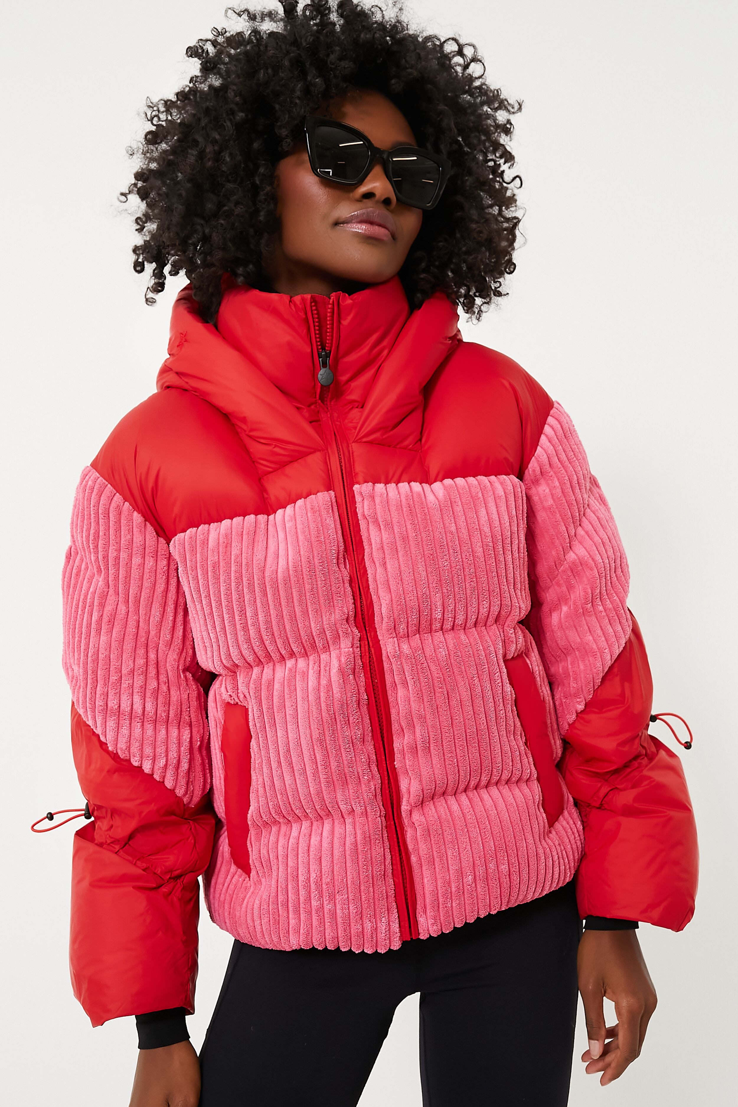 Azalea Pink and Red Zao Short Down Jacket | Perfect Moment