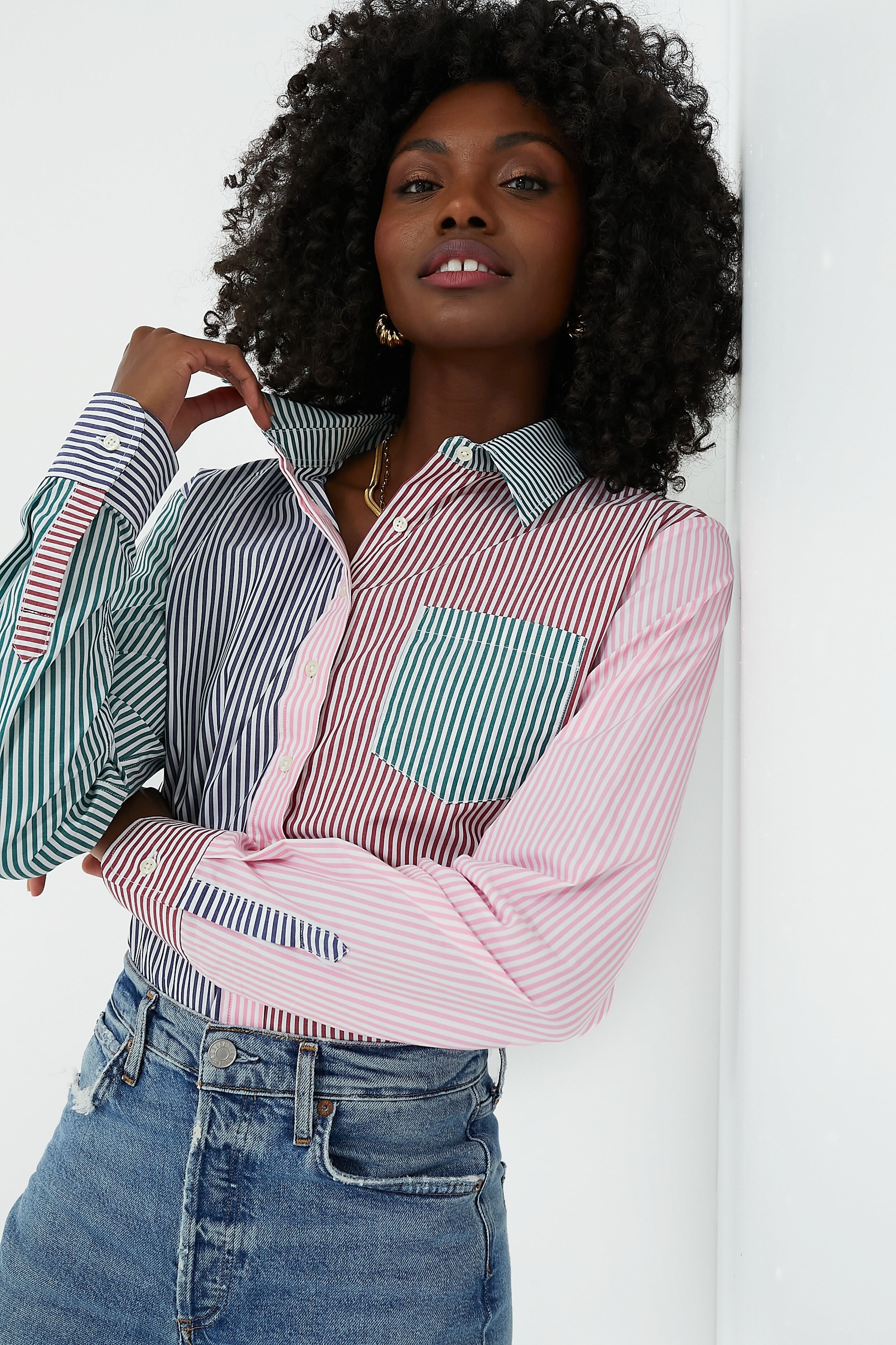 Dark Multi Stripe Boyfriend Shirt | The Shirt by Rochelle Behrens