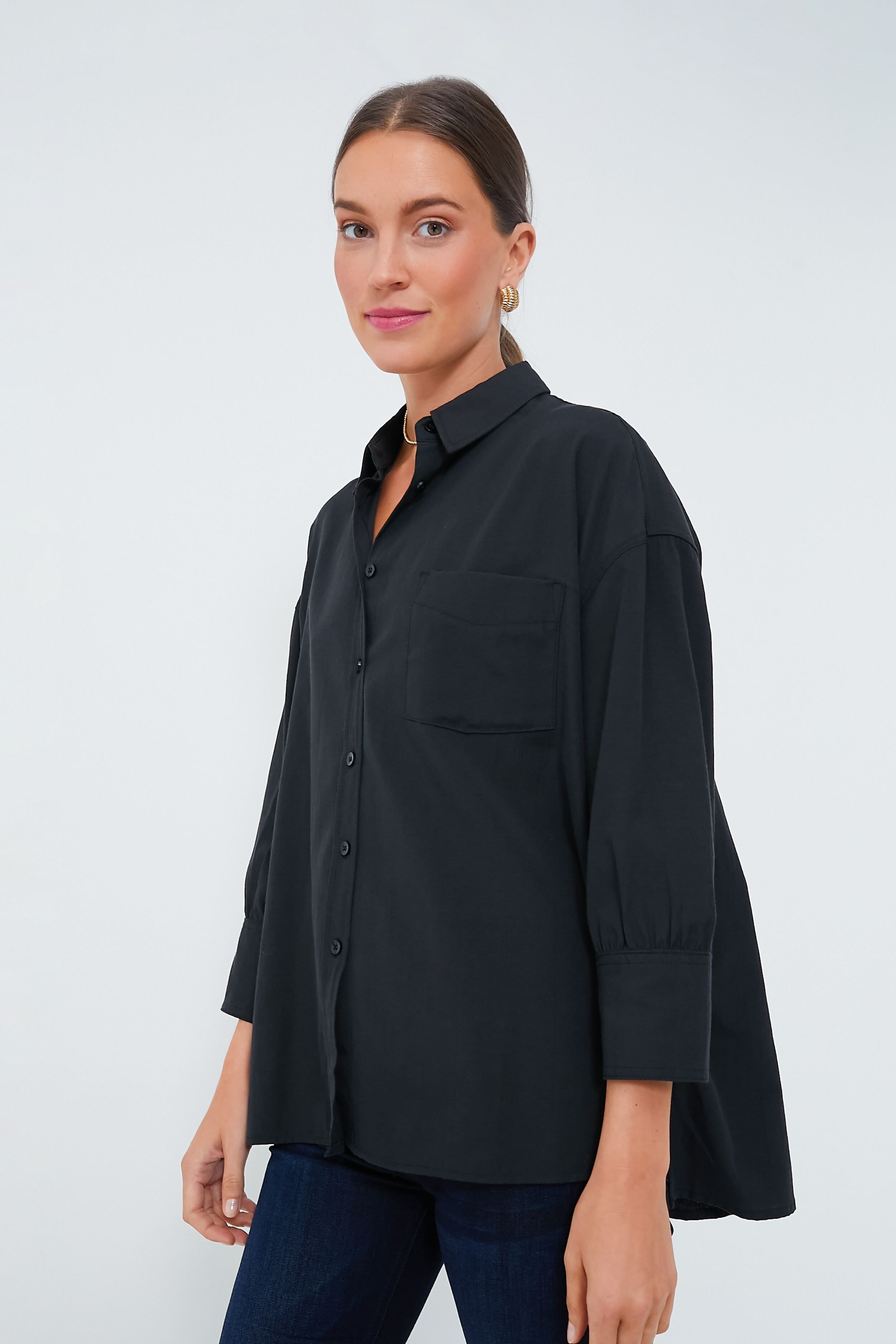 Black Adair Boyfriend Shirt | Pomander Place