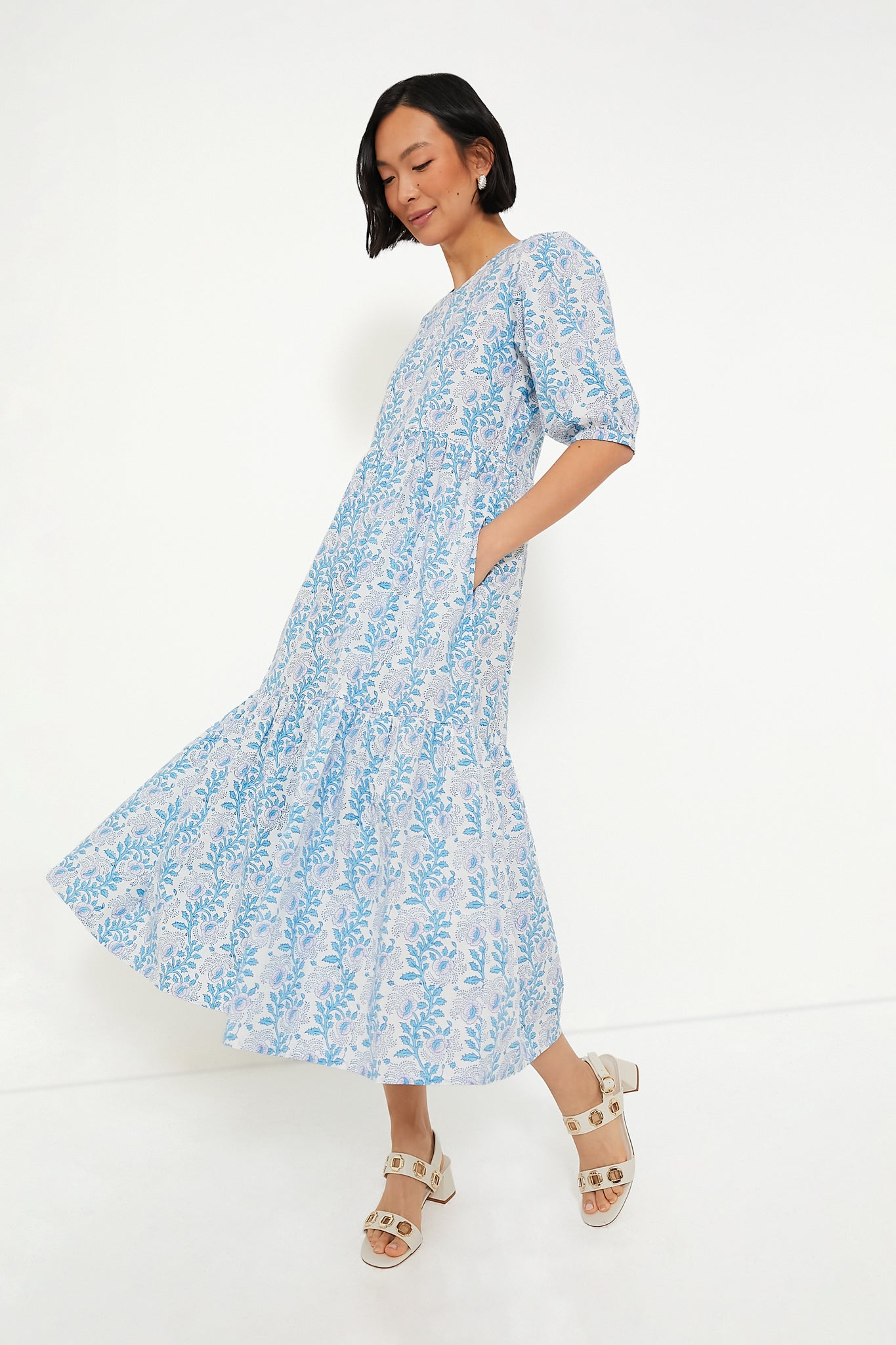 Exclusive Lavender and Cornflower Blue Gaia Dress | SZ Blockprints