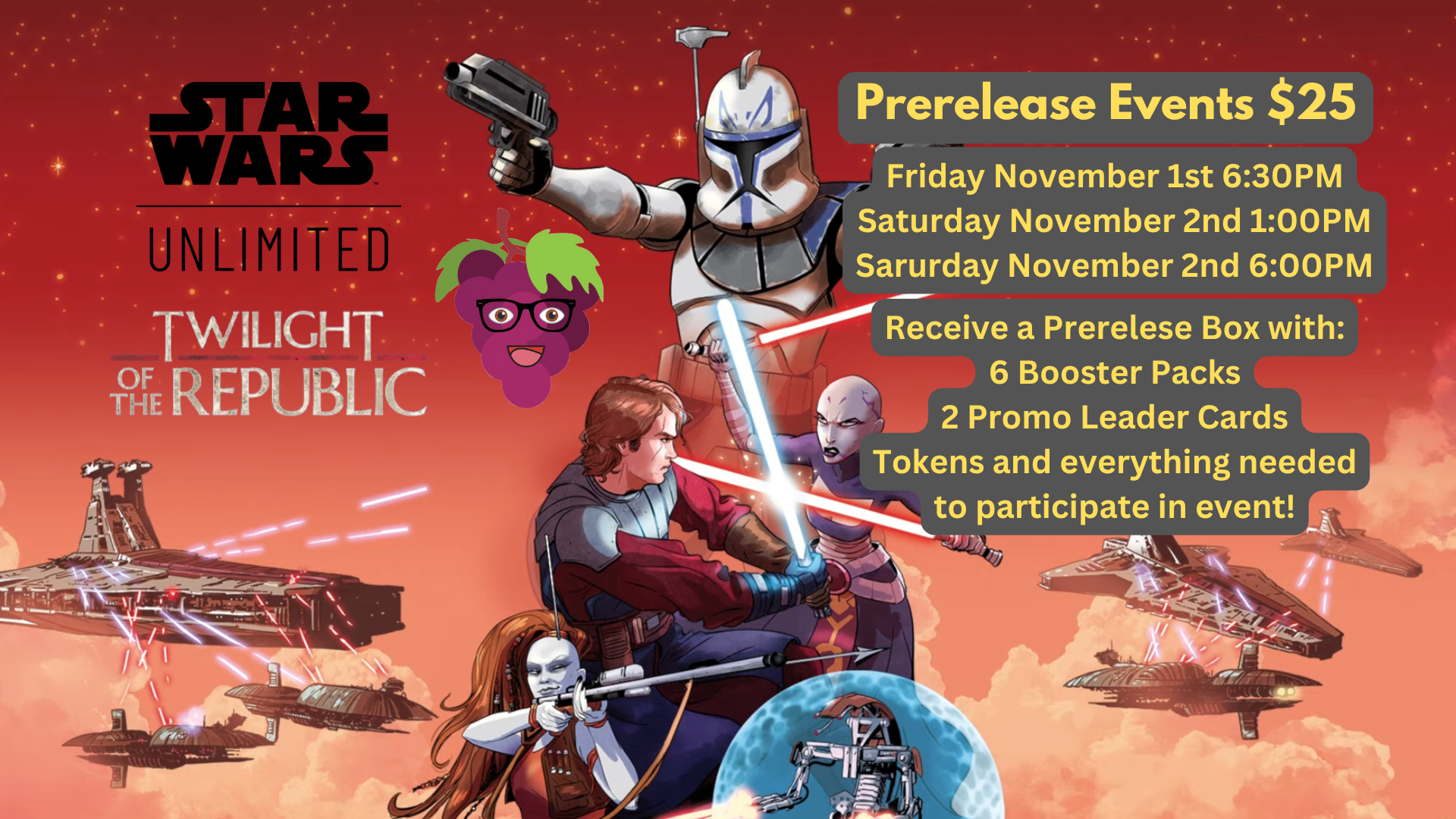 Twilight of the Republic Prerelease Event (Pick Your Date)