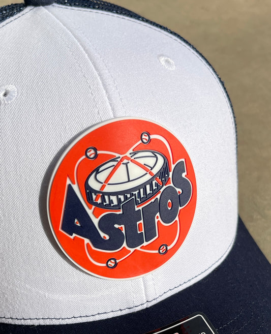 Astros Retro Astrodome 3D Yp Snapback Trucker Hat- Khaki