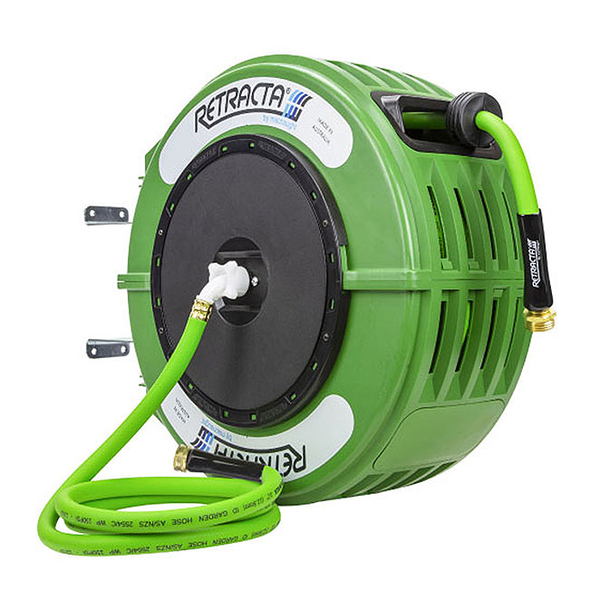 Macnaught Thermoplastic Heavy Duty Hose Reel Air Water Service 3/8 inch x  65 ft 300 PSI Red Case RY365R-02
