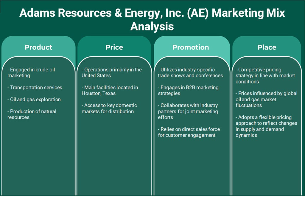شركة آدامز للموارد والطاقة (الإمارات العربية المتحدة): تحليل المزيج التسويقي