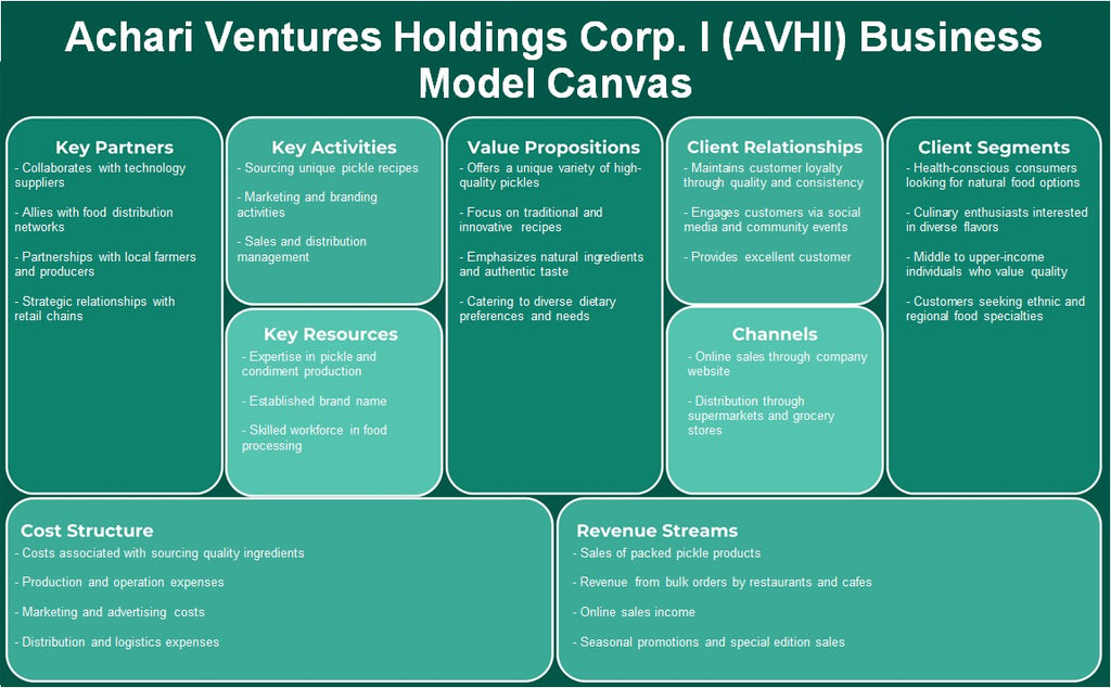 Achari Ventures Holdings Corp. I (AVHI): Business Model Canvas