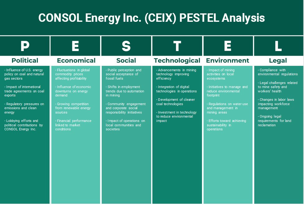 شركة CONSOL Energy Inc. (CEIX): تحليل PESTEL