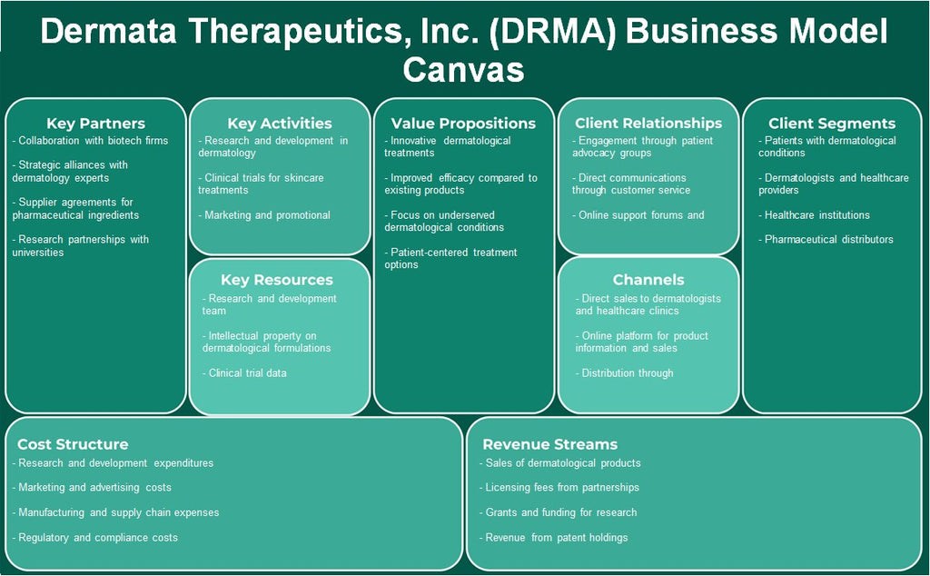 Dermata Therapeutics, Inc. (DRMA): Canvas de modelo de negocio