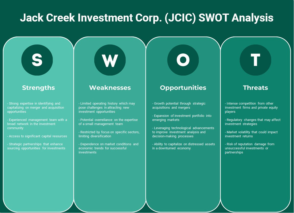 شركة جاك كريك للاستثمار (JCIC): تحليل SWOT