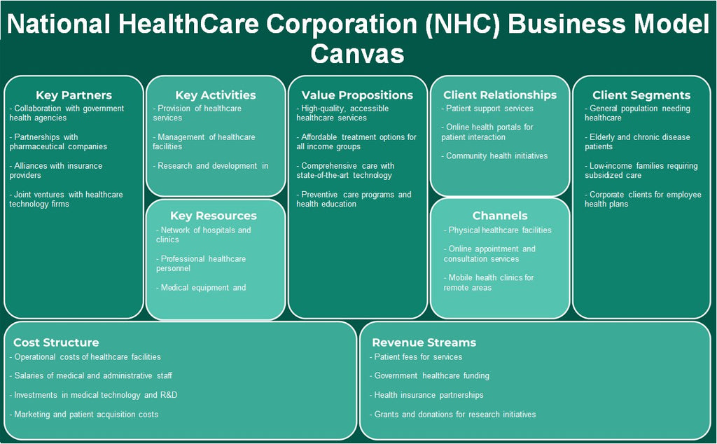 Corporação Nacional de Saúde (NHC): Canvas de Modelo de Negócios