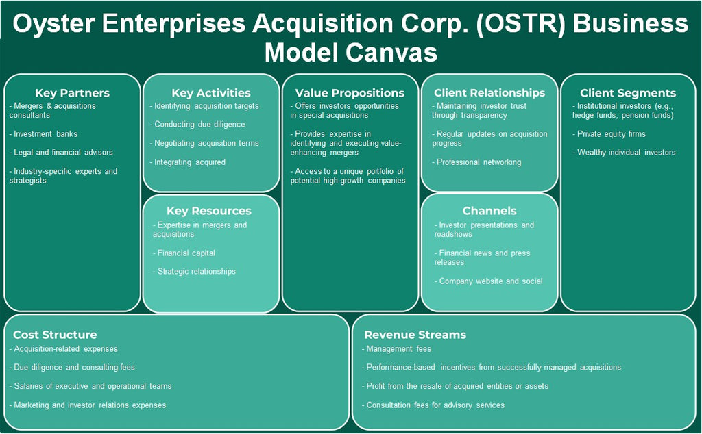 Oyster Enterprises Acquisition Corp. (OSTR): Business Model Canvas