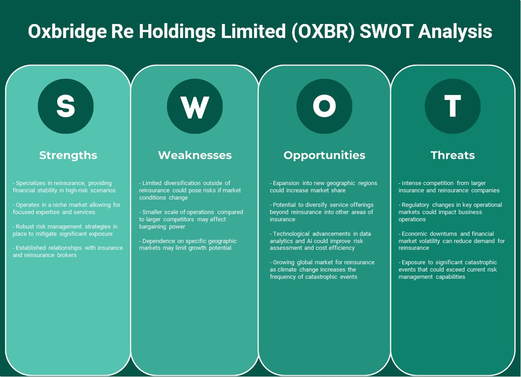 أوكسبريدج ري هولدنجز المحدودة (OXBR): تحليل SWOT