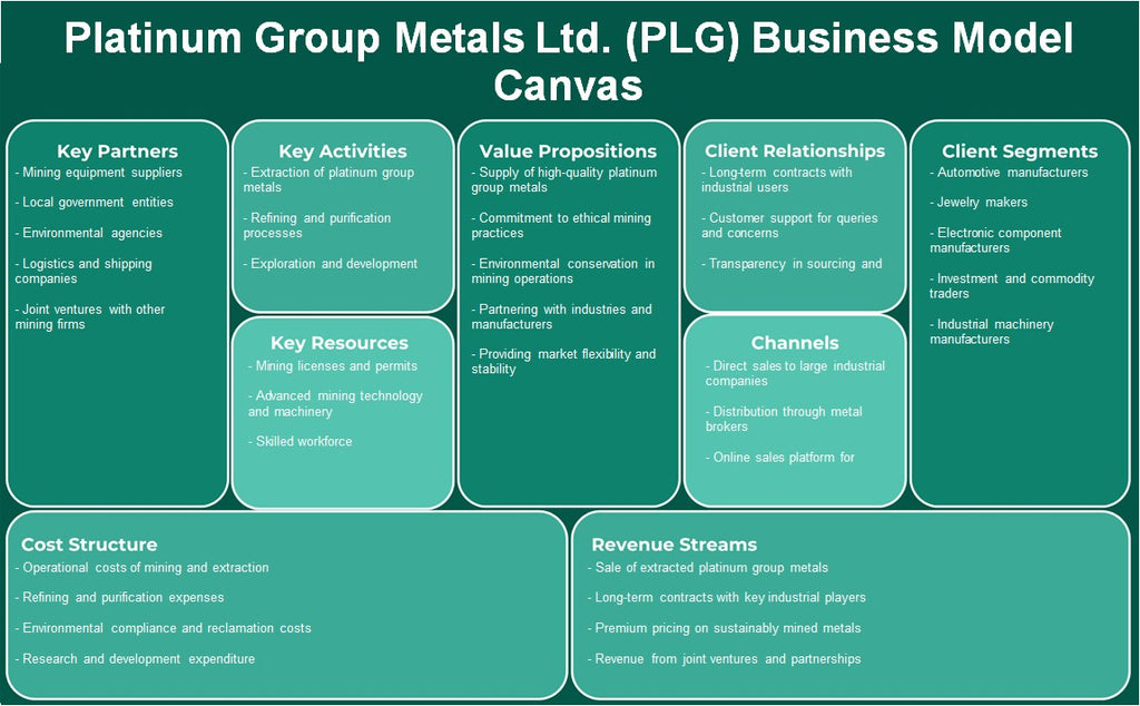 مجموعة بلاتينيوم للمعادن المحدودة (PLG): نموذج الأعمال التجارية