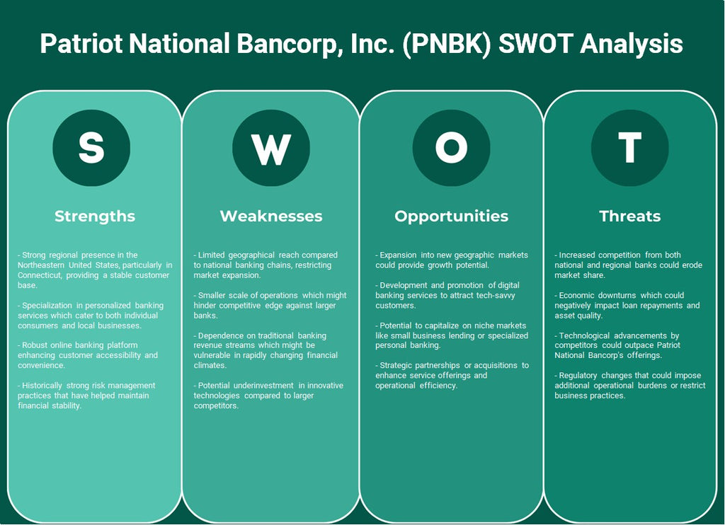 شركة باتريوت ناشيونال بانكورب (PNBK): تحليل SWOT