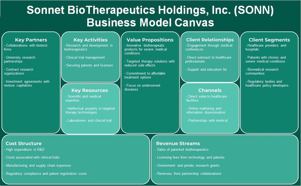 Sonnet Bioterapeutics Holdings, Inc. (Sonn): Modelo de negocios Canvas