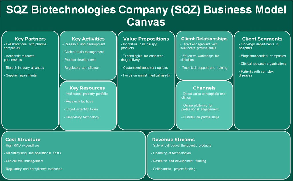 SQZ Biotechnologies Company (SQZ): Modelo de negocios Canvas