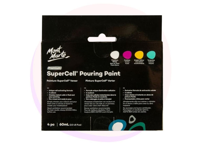 Pouring Paint Kit Mont Marte Premium Acrylic Paint Set 4x60ml Arts Supply