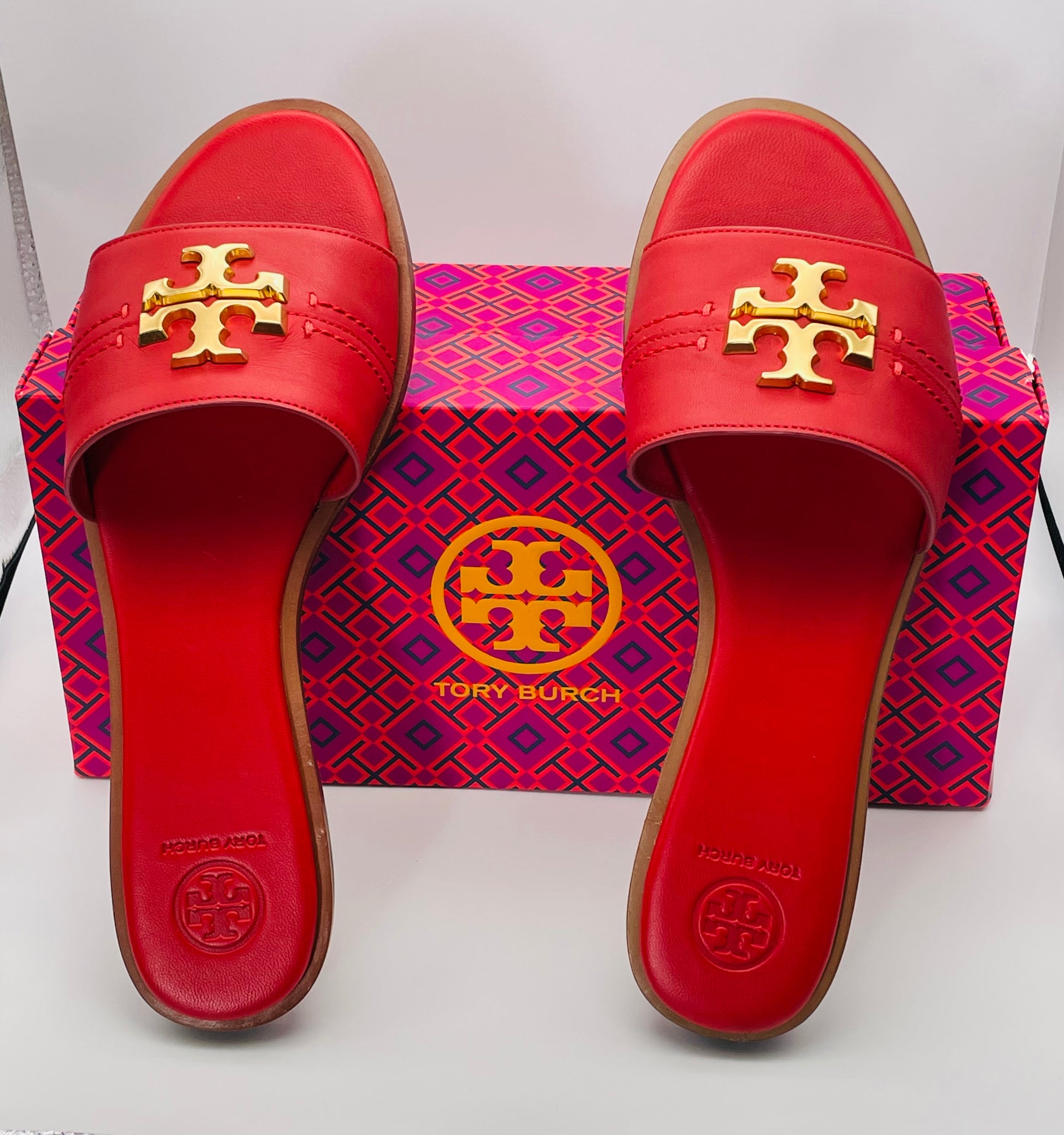 NEW Tory Burch EVERLY SLIDE Sandals Brilliant Red – Fabulous Find