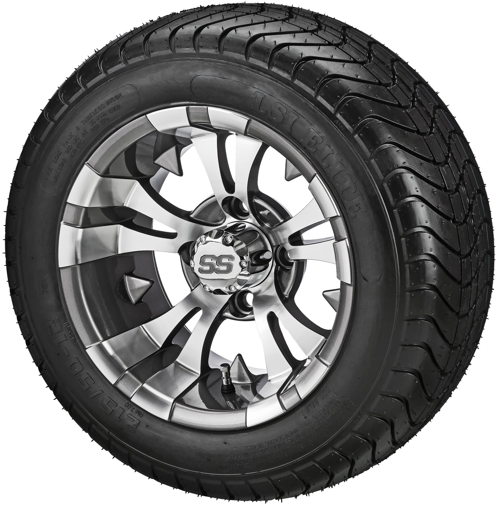 LSI 12' Warlock Gun Metal Gray & Machined Wheel and Low Profile Tire Combo