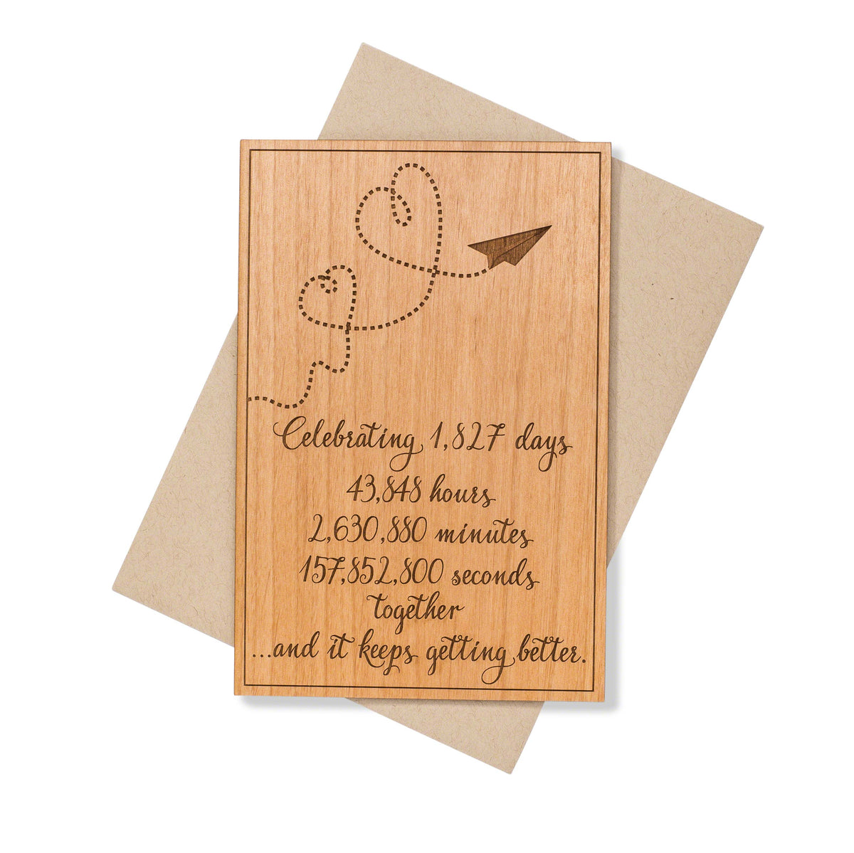 Custom 5th Year Wedding  Anniversary  Gift  Paper  Plane Wood  