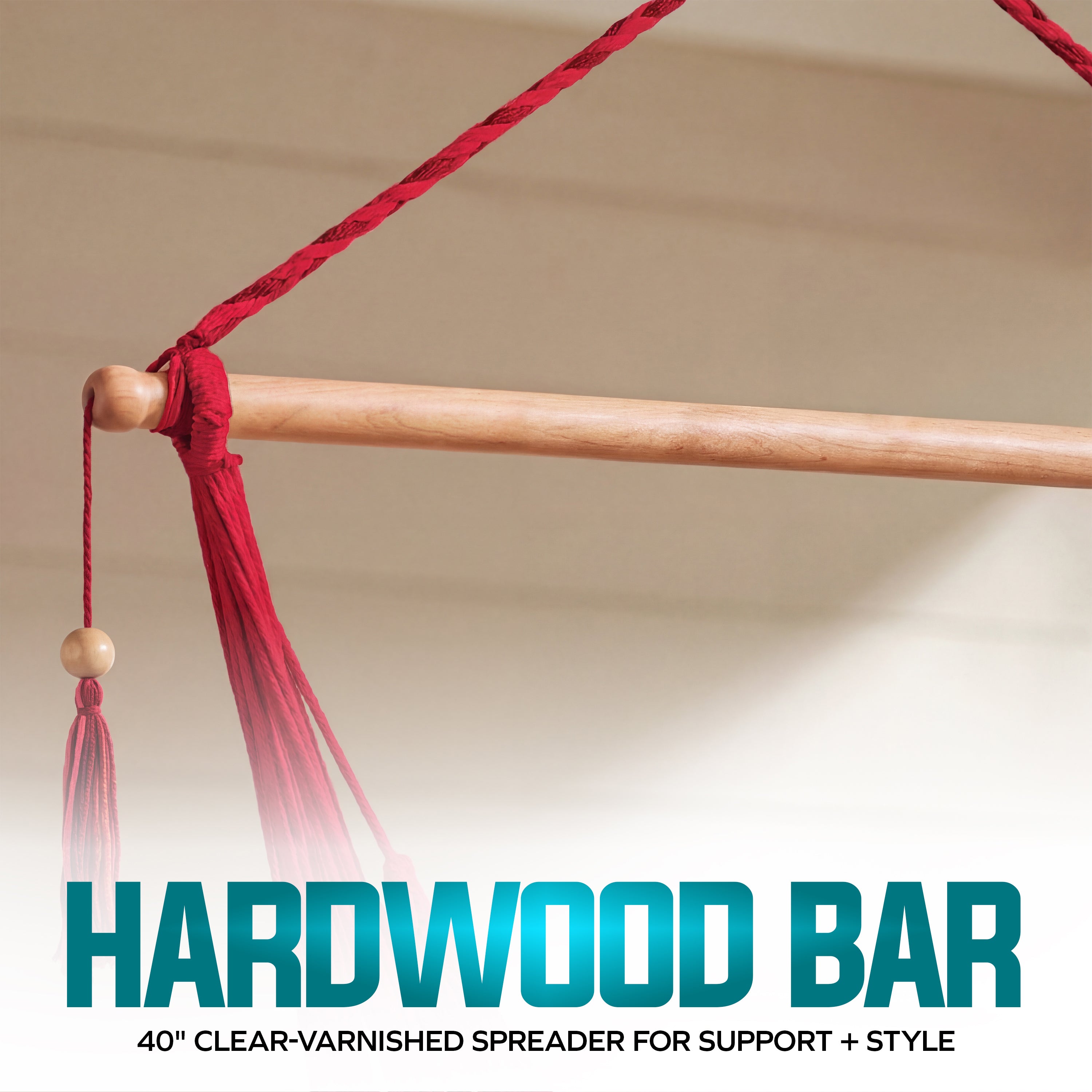 Bliss Hammocks BHC-412R Island Rope Hammock Chair w/ Spreader Bar & Hanging Hardware | 40-in. Wide | 265 Lb. Capacity (Red) Trimmers + Edgers Sun Joe's got you covered