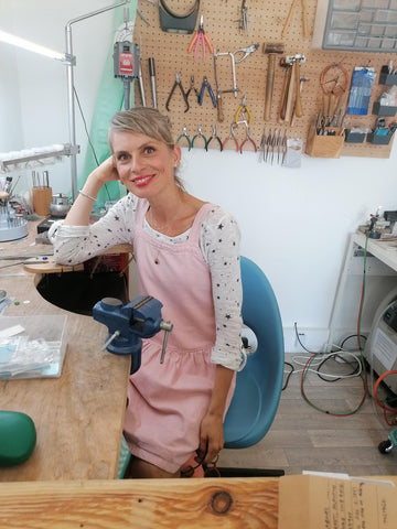 Marketa in her Newquay Jewellery Design Studio