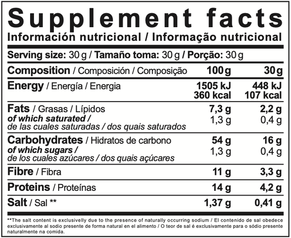 Información Nutricional Instant Oatmeal