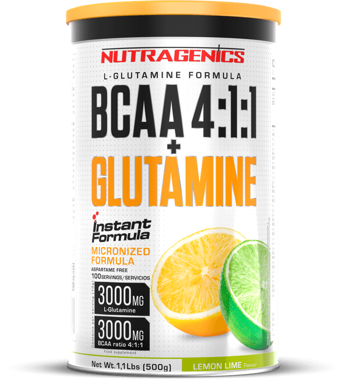 BCAA 4:1:1 + GLUTAMINE - 500 g - acids powder in 4 flavors