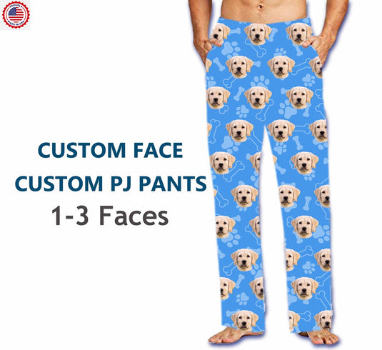 Personalized Pajama Pants with your Pet Face, Custom Pet Face PJ