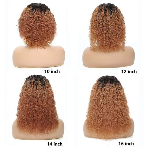 1b 30 deux tons ombre couleur auburn courte perruque de cheveux humains bouclés