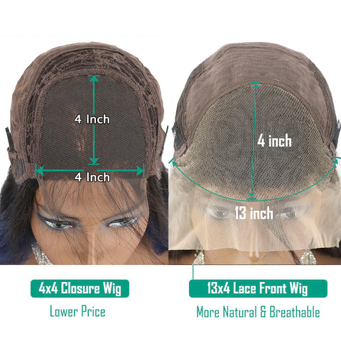 Gorro de peluca con cierre 4x4 en comparación con gorro de peluca con malla frontal de 13x4