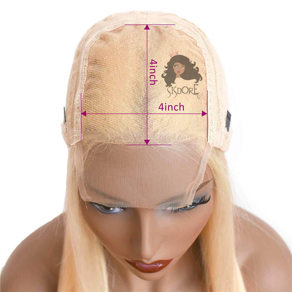 Bonnet de perruque avec fermeture en dentelle transparente, blond 613, 4x4