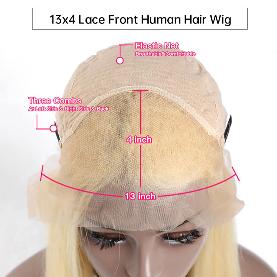 613 blonde 13x4 transparent lace front wig cap