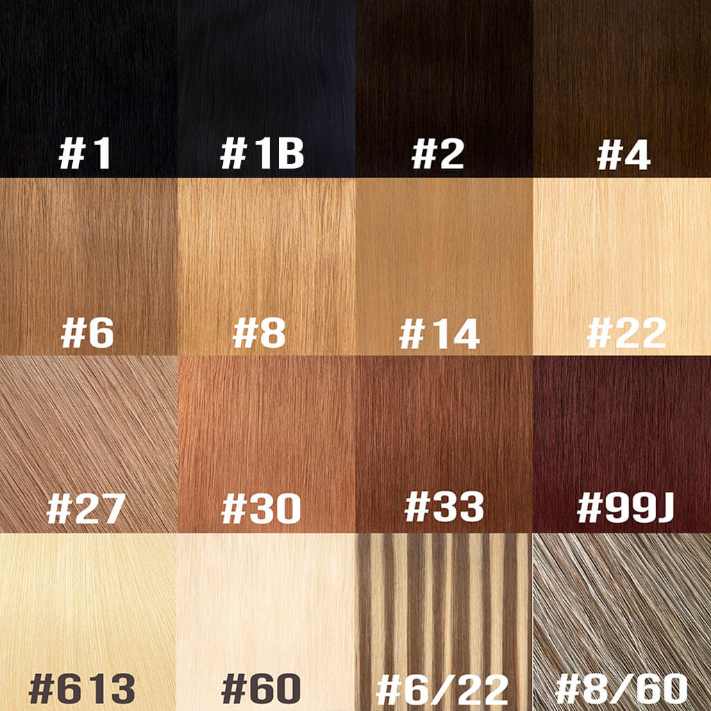I-tip human hair extensions color swatches