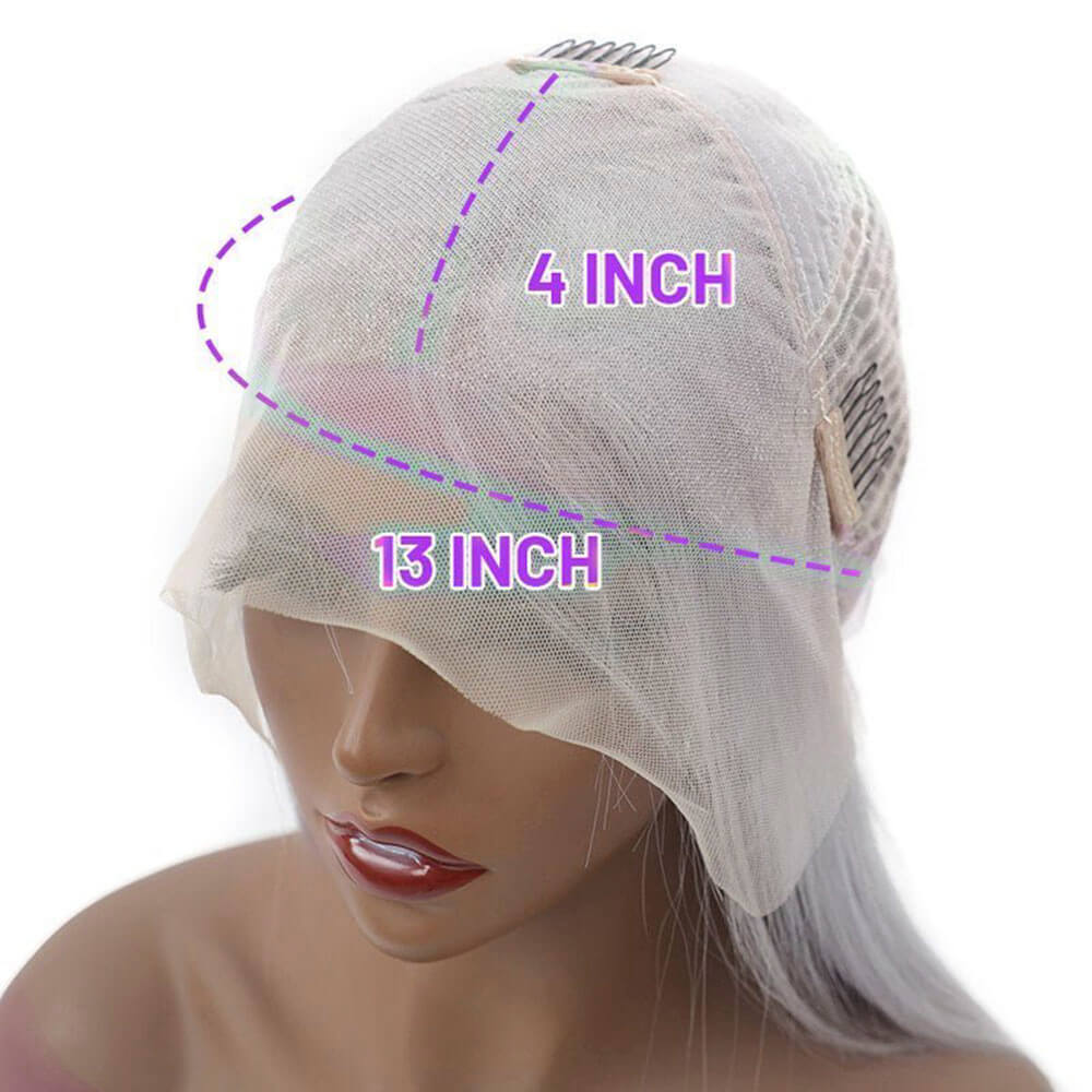 silver grey hair 13*4 lace front wig cap construction
