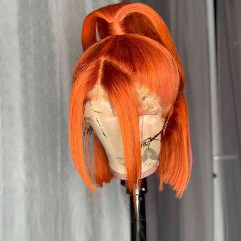 perruque droite de couleur orange gingembre