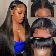 long straight black human hair wig