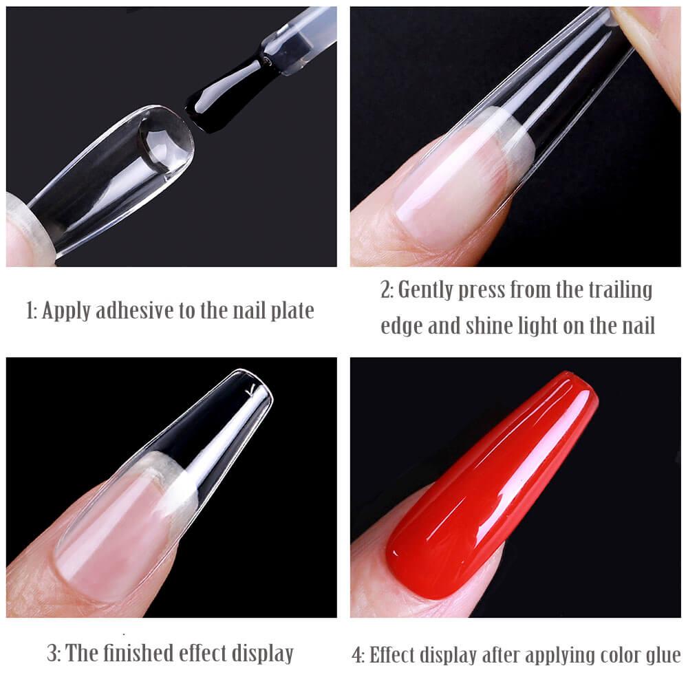 steps of applying soft gel tip extension fake nails